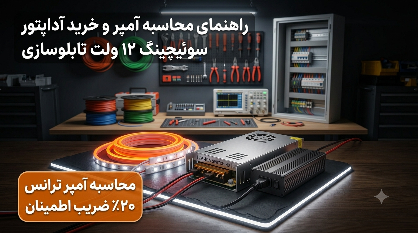 راهنمای محاسبه آمپر و خرید آداپتور سوئیچینگ ۱۲ ولت تابلوسازی