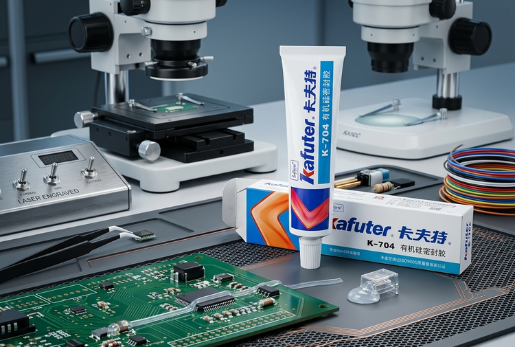 چسب سیلیکون سفید Kafuter K-704 45 گرمی مناسب تابلوسازی و آببندی LED