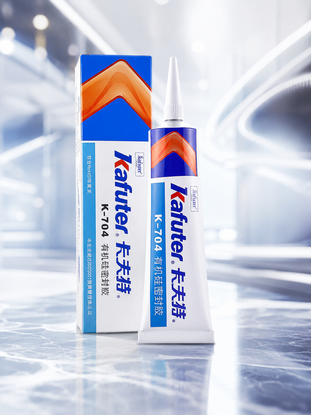 چسب سیلیکون سفید Kafuter K-704 45 گرمی مناسب تابلوسازی و آببندی LED